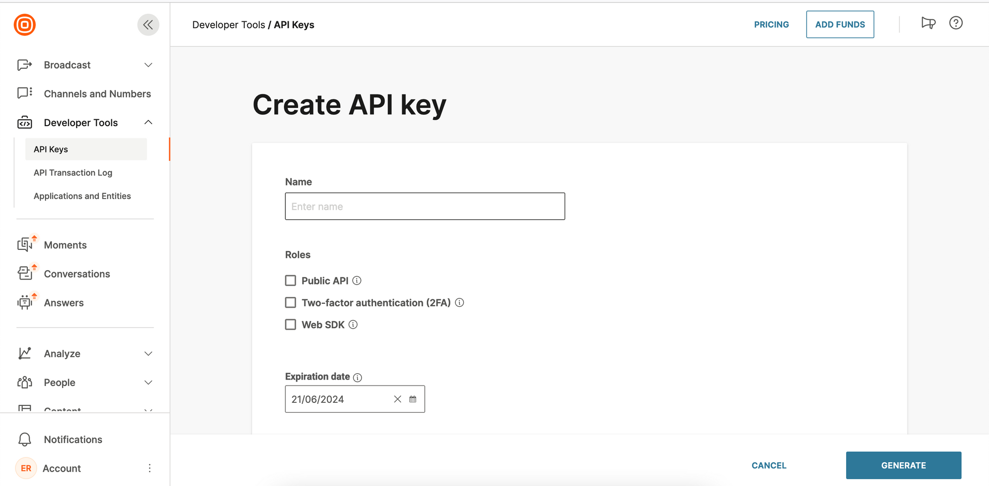 Generate your API key